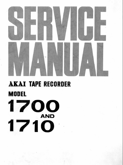 AKAI Tape Recorder Model 1700 Service Manual
