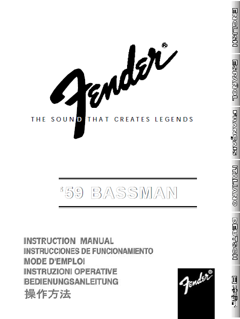 FENDER '59 Bassman Instruction Manual