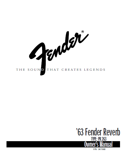 63 Fender Reverb Owners Manual