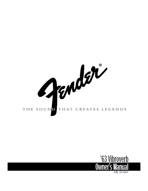 FENDER '63 Vibroverb Owner's Manual