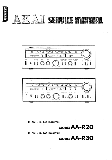 Model FM AM Stereo Receiver AA-R20 Service Manual