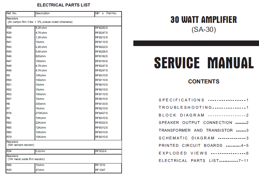ALAN SA-30 Watts Amplifier Service Manual