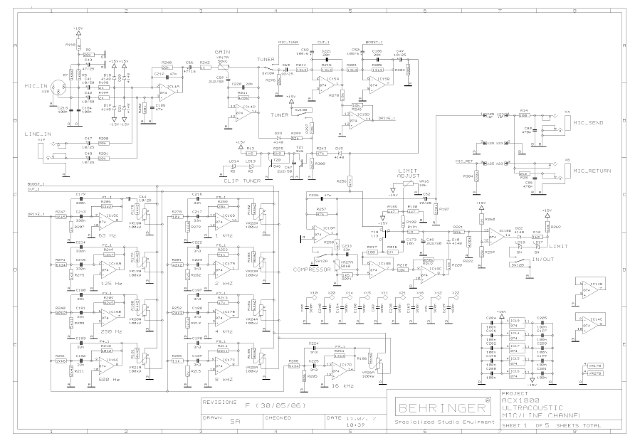 BEHRINGER ACX1800 Ultracoustic Schematics