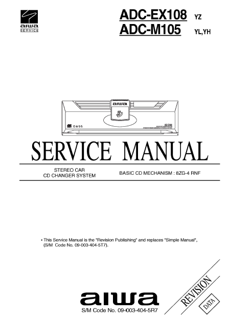 AIWA ADC-EX108 Stereo Car CD Changer System Service Manual