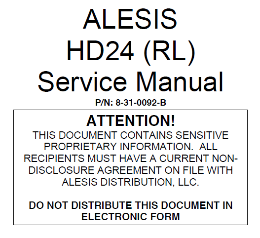 ALESIS HD24 RL Service Manual