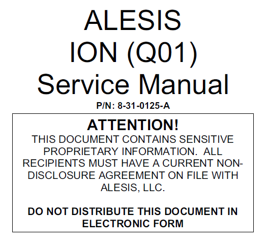ALESIS ION Q01 Instruction Manual