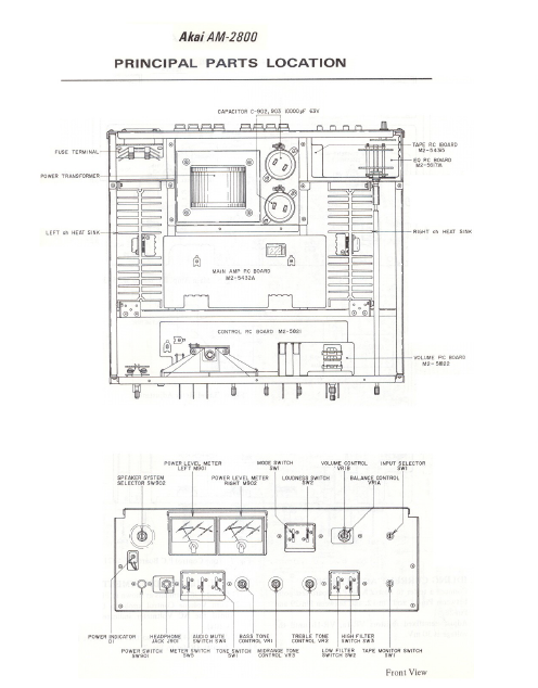 AKAI AM-2800 Principal Parts Location Schematics