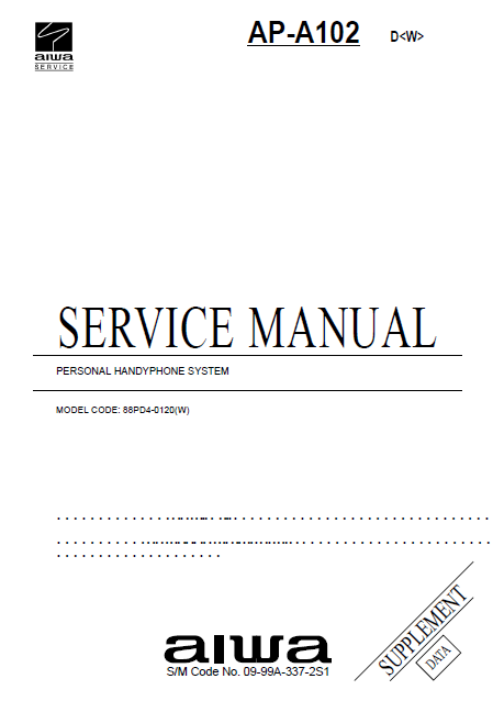 AIWA AP-A102 Personal Handy Phone Service Manual