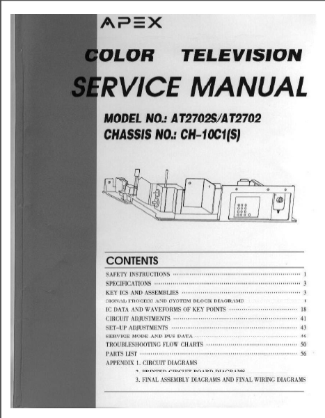 AMC APEX AT2702S-2702 Color Television Service Manual