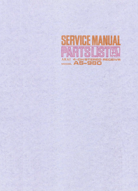 AKAI AS-980 4-Channel Stereo Receiver Service Manual