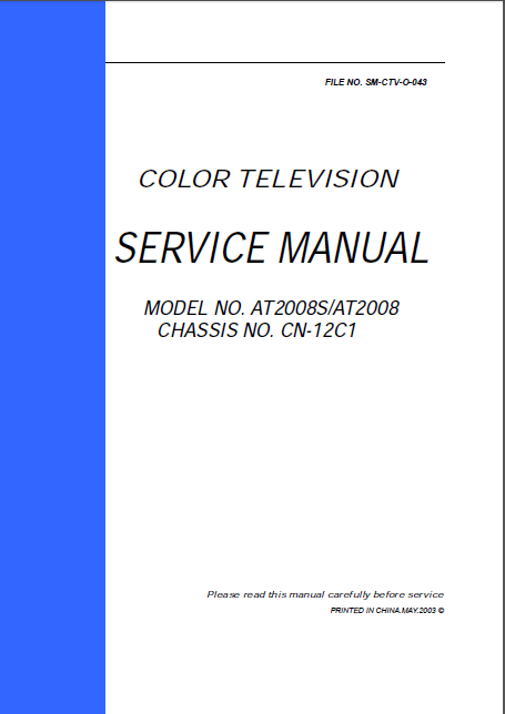 APEX AT2008S-AT2008 Color Television Service Manual