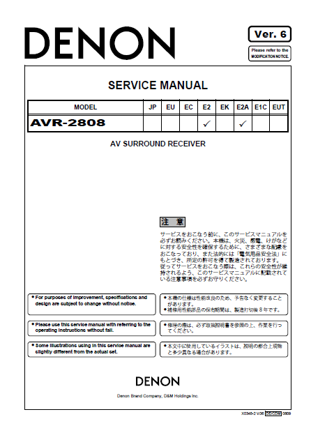 DENON AVR-2808E2_E2A_SM_V06 Service Manual