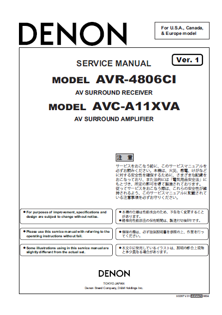DENON AVR-4806 CI AVC-A11XVA ver1 Service Manual