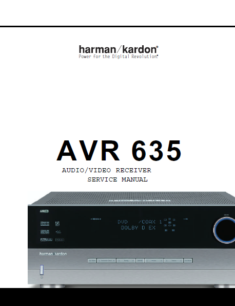 Harman Kardon Model AVR 635 Audio Video Receiver Service Manual