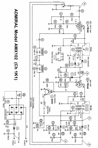 Admiral AMX102 FM Stereo Multiplex Schematics