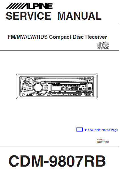ALPINE CDM-9807RB FM CD Receiver Service Manual