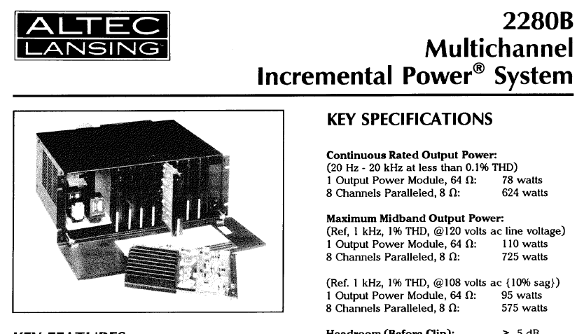 ALTEC LANSING 2280B Multi Channel Service Manual