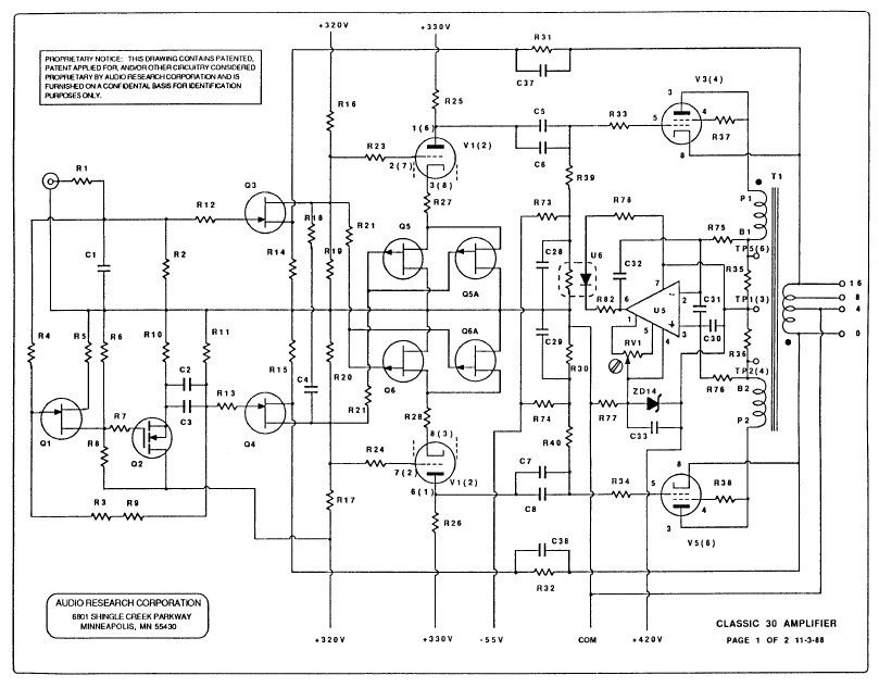 AUDIO RESEARCH Classic30 Schalt Amplifier Schematic
