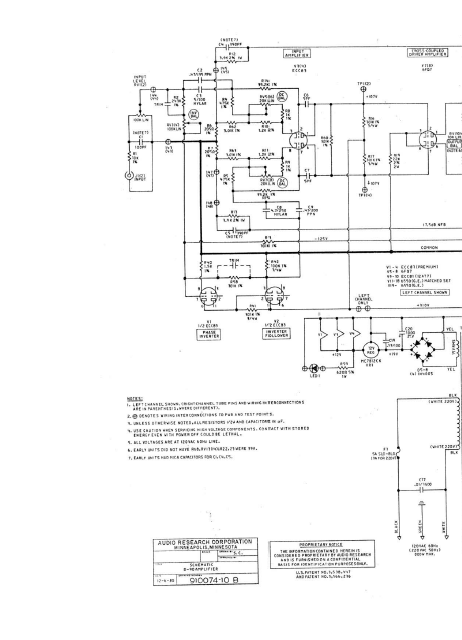 AUDIO RESEARCH D-90 Amplifier Schematics