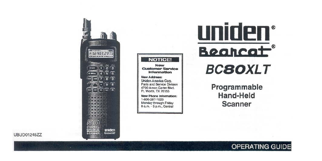 BC-80XLT OPERATING GUIDE ENGLISH Service Manual
