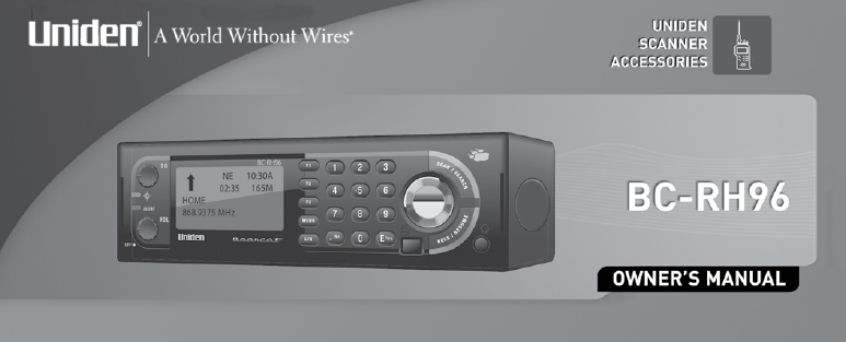 BEARCAT BC-RH96 Scanner Accessories Owner's Manual