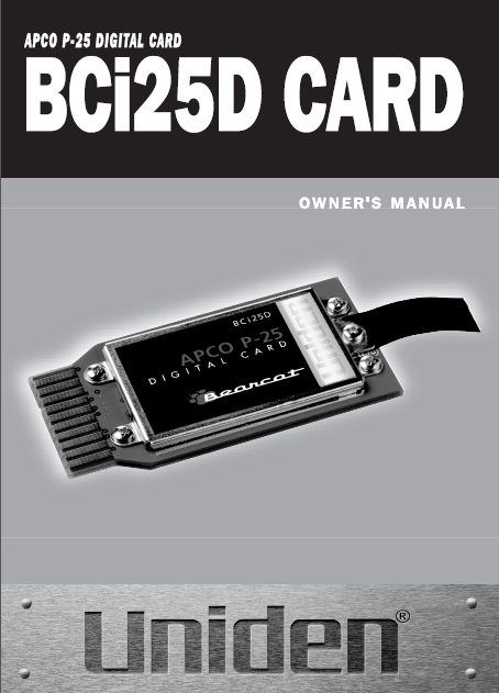 BEARCAT BCi25D Digital Card Owner's Manual