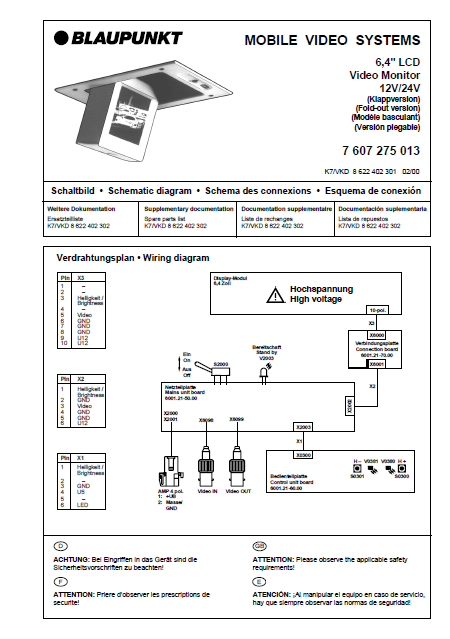 BLAUPUNKT Mobile Video System Schematic