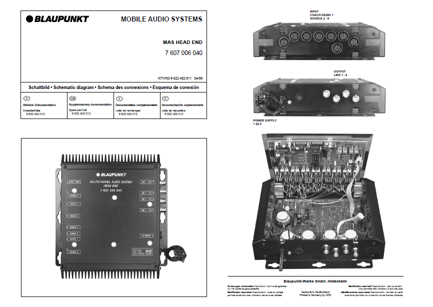 BLAUPUNKT Mobile Video System MAS HEAD END Schematics