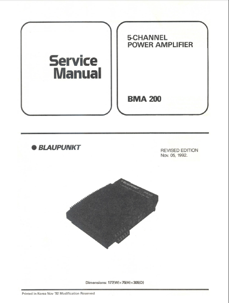 BLAUPUNKT Power Amplifier BMA 200 Service Manual