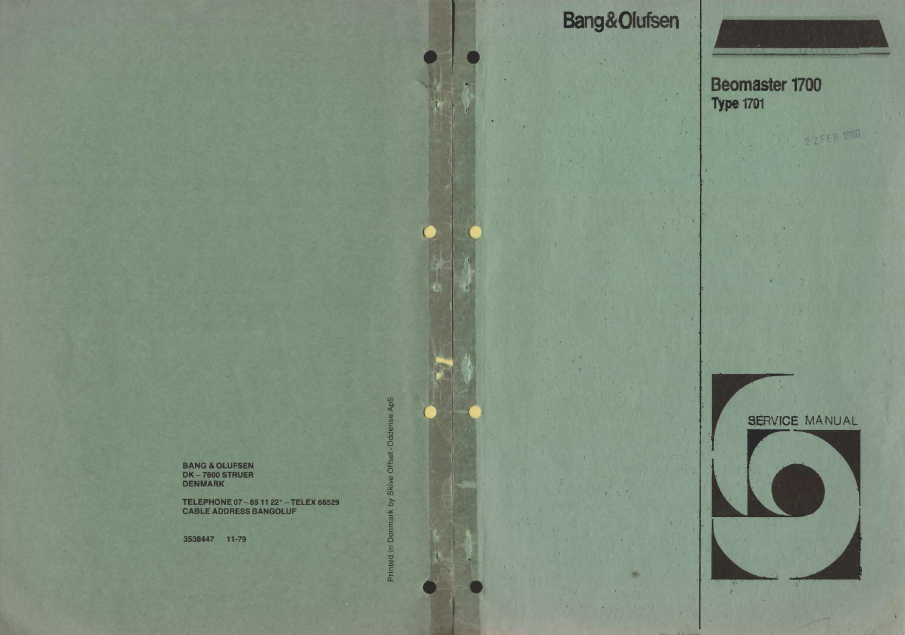 B.O Beomaster 1700 Schematics