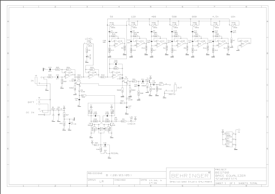 BEHRINGER BEQ700 Bass Equalizer rev B Schematics