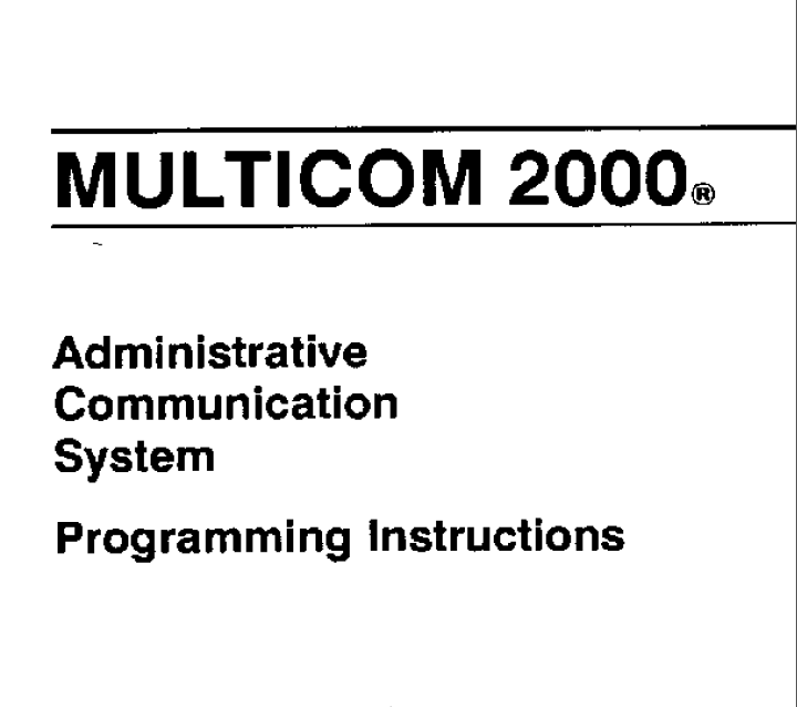 Bogen Multicom 2000 Programming Instructions Manual