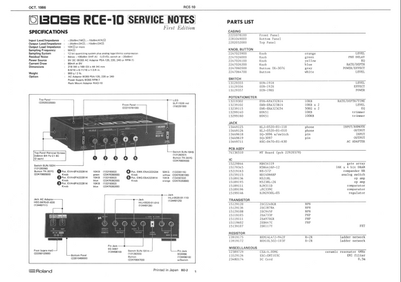 BOSS RCE10 Ensemble Effect Service Notes