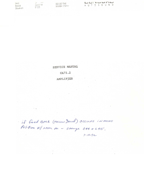COBRA TO Cybernet-CA75.2 sm Service Manual