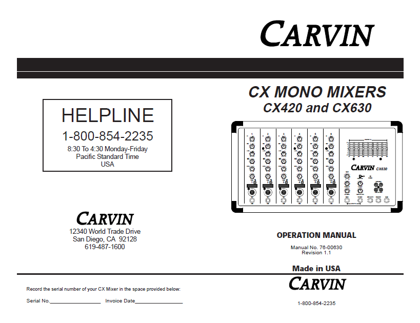 Audio TO Clearcom-CARVIN-CX420_630 Service Manual
