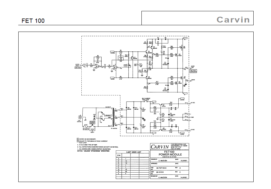 Audio TO Clearcom-CARVIN-FET-100 Service Manual