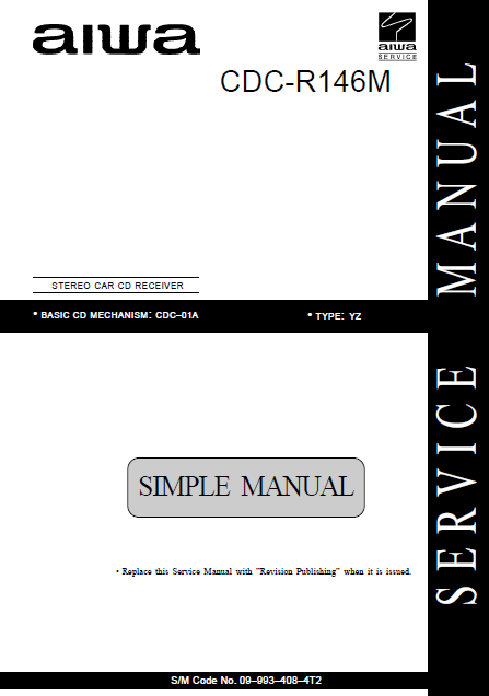 AIWA Simple CDC-R146M Stereo Car Service Manual