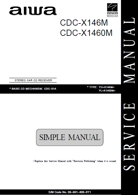 AIWA Simple CDC-X146M Stereo Car Service Manual