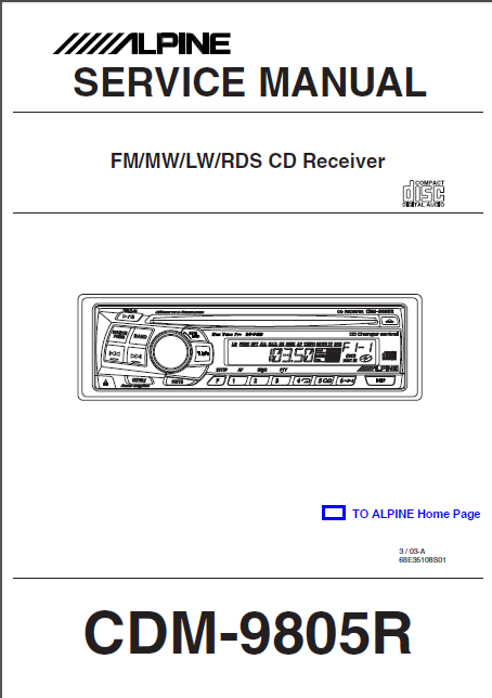 ALPINE CDM 9805R CD Receiver Service Manual