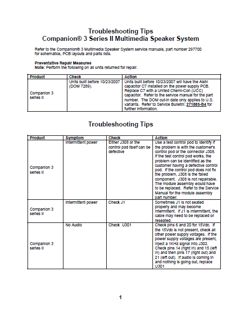 BOSE Companion3 Series II Trouble Shooting Tips