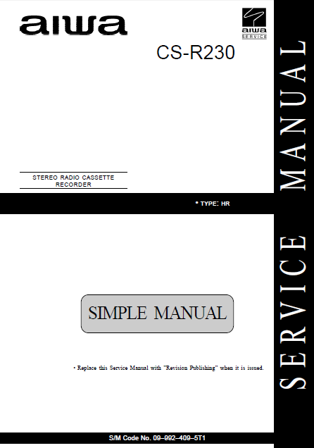 AIWA CS-R230 Stereo Recorder Simple Manual