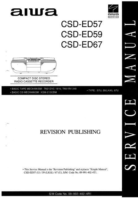 AIWA CSD-ED57 Revision Compact Disc Recorder Service Manual