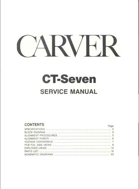 CARVER CT-Seven Service Manual