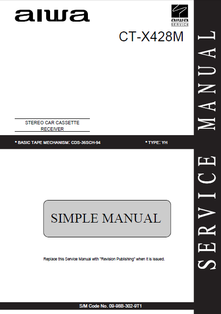 AIWA CT-X428M Simple Stereo Car Cassette Receiver Service Manual