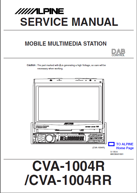 ALPINE CDA-1004R Mobile Multimedia Station Service Manual