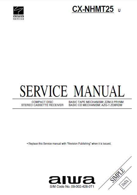 AIWA CX-NHMT25U Simple Compact Disc Receiver Service Manual