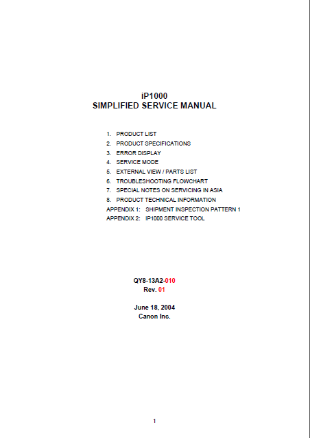 Audio TO Clearcom-Canon ip1000 Service Manual