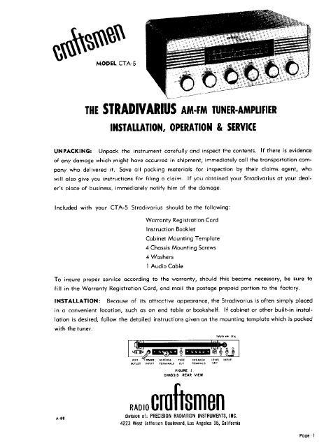 COBRA TO Cybernet-Craftsmen CTA-5 Strad Service Manual