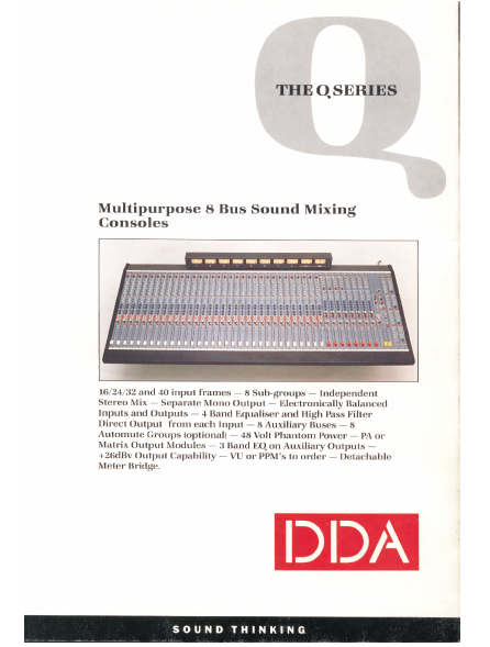 DDA Q Series Mixing Console Brochure Owner's Manual
