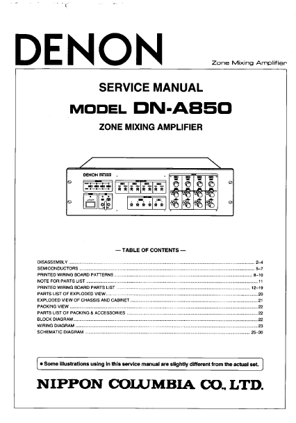 DENON DN-A850 AV Zone Mixing Amplifier Service Manual